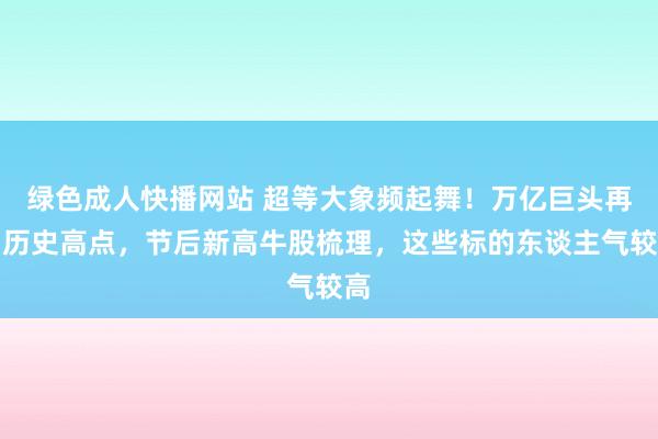 绿色成人快播网站 超等大象频起舞！万亿巨头再刷历史高点，节后新高牛股梳理，这些标的东谈主气较高