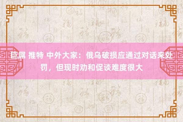 巨屌 推特 中外大家：俄乌破损应通过对话来处罚，但现时劝和促谈难度很大