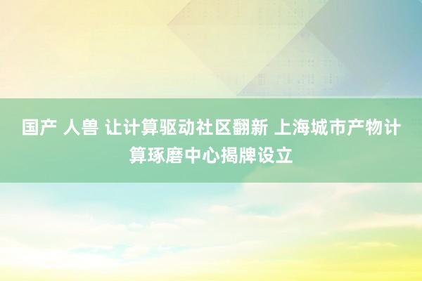 国产 人兽 让计算驱动社区翻新 上海城市产物计算琢磨中心揭牌设立