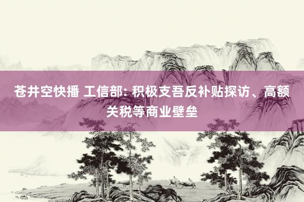 苍井空快播 工信部: 积极支吾反补贴探访、高额关税等商业壁垒