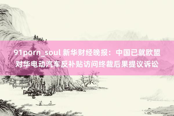 91porn_soul 新华财经晚报：中国已就欧盟对华电动汽车反补贴访问终裁后果提议诉讼