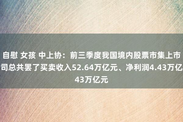 自慰 女孩 中上协：前三季度我国境内股票市集上市公司总共罢了买卖收入52.64万亿元、净利润4.43万亿元