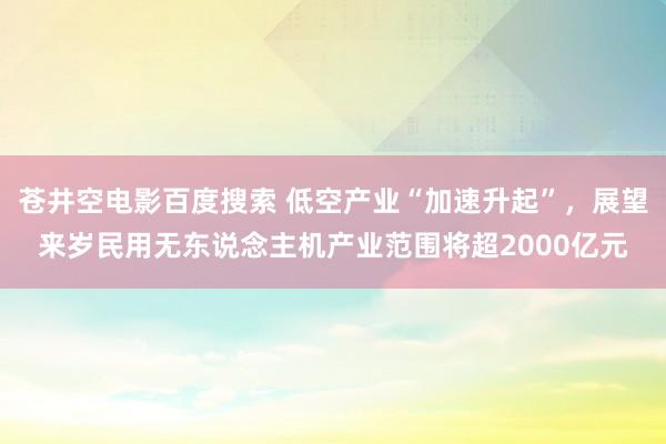 苍井空电影百度搜索 低空产业“加速升起”，展望来岁民用无东说念主机产业范围将超2000亿元