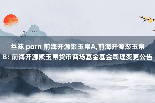 丝袜 porn 前海开源聚玉帛A，前海开源聚玉帛B: 前海开源聚玉帛货币商场基金基金司理变更公告