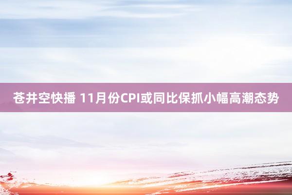 苍井空快播 11月份CPI或同比保抓小幅高潮态势