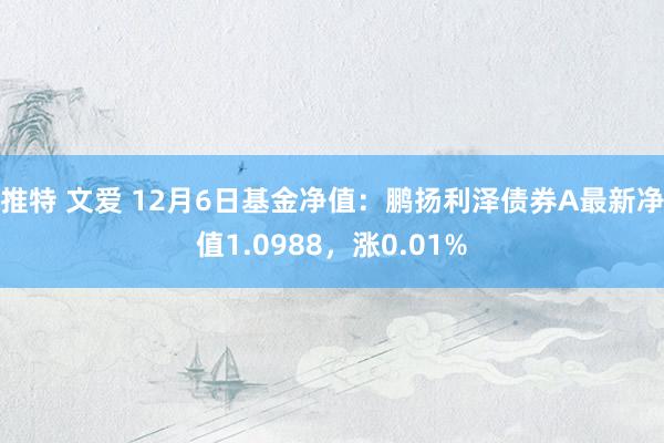 推特 文爱 12月6日基金净值：鹏扬利泽债券A最新净值1.0988，涨0.01%