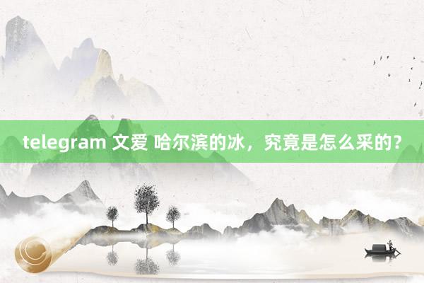 telegram 文爱 哈尔滨的冰，究竟是怎么采的？