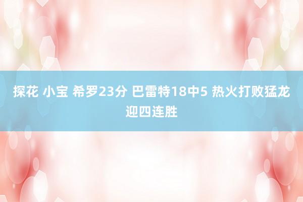 探花 小宝 希罗23分 巴雷特18中5 热火打败猛龙迎四连胜