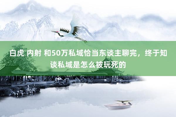 白虎 内射 和50万私域恰当东谈主聊完，终于知谈私域是怎么被玩死的