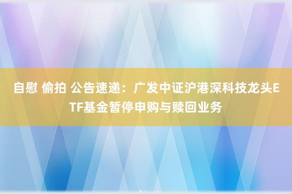 自慰 偷拍 公告速递：广发中证沪港深科技龙头ETF基金暂停申购与赎回业务