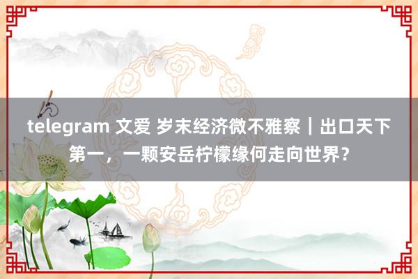 telegram 文爱 岁末经济微不雅察｜出口天下第一，一颗安岳柠檬缘何走向世界？