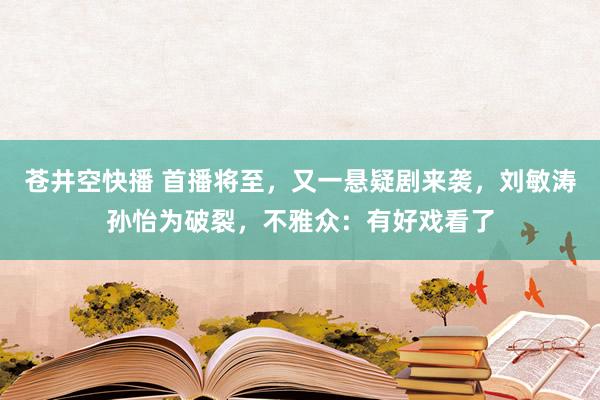 苍井空快播 首播将至，又一悬疑剧来袭，刘敏涛孙怡为破裂，不雅众：有好戏看了