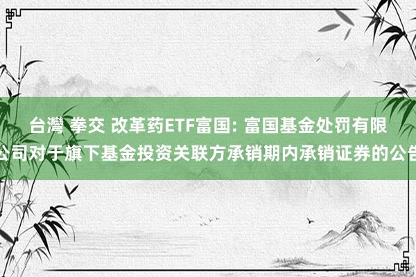 台灣 拳交 改革药ETF富国: 富国基金处罚有限公司对于旗下基金投资关联方承销期内承销证券的公告