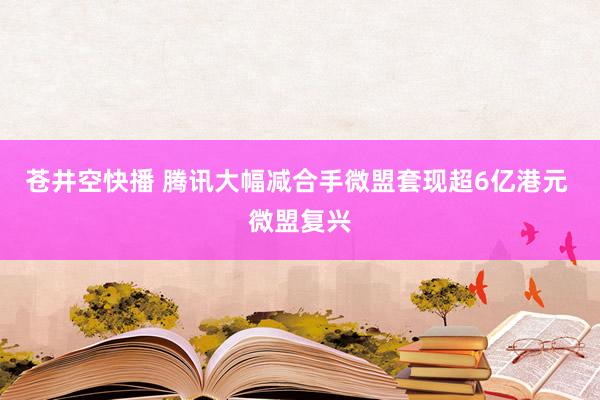 苍井空快播 腾讯大幅减合手微盟套现超6亿港元 微盟复兴