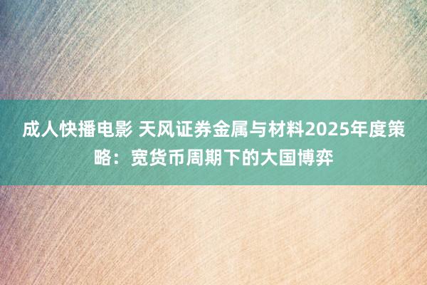 成人快播电影 天风证券金属与材料2025年度策略：宽货币周期下的大国博弈